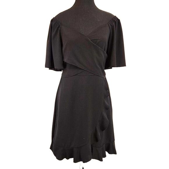 NWOT's-Unbranded Women's Twisted V-Neck Ruffle Dress Short Flutter Sleeves Sz M - Picture 9 of 12